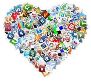 Social media heart collage